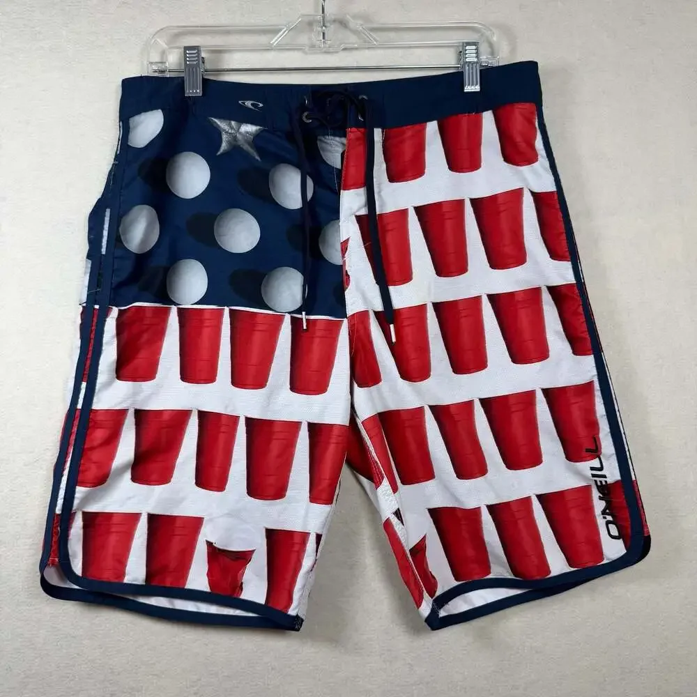 O'Neill Men's Beer Pong All American Board Shorts Size 32